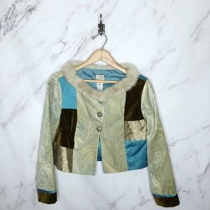 F.L. Malik Paisley Faux Fur Collar Jacket